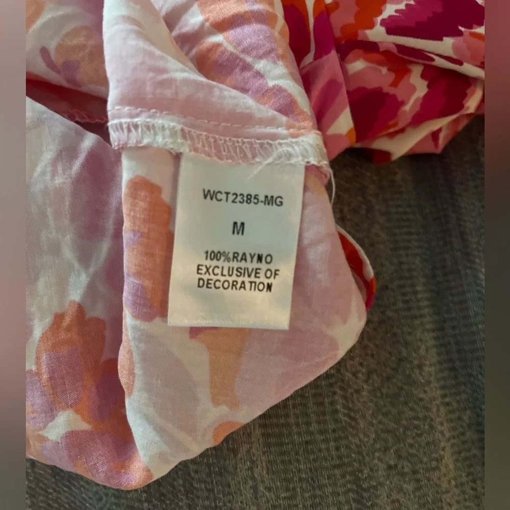 THML Pink Puff Sleeve Blouse with Mandarin Collar - Picture 4 of 4